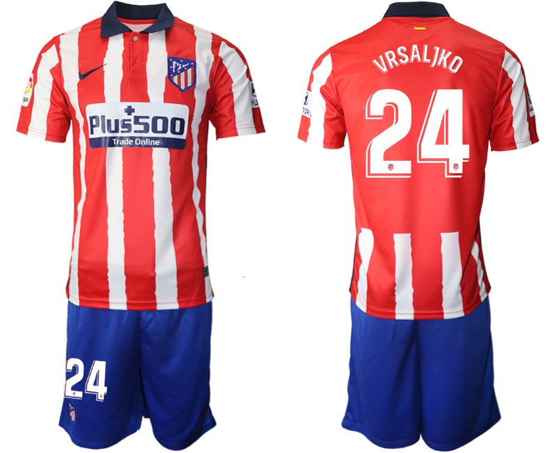 Men 2020-2021 club Atletico Madrid home #24 red Soccer Jerseys